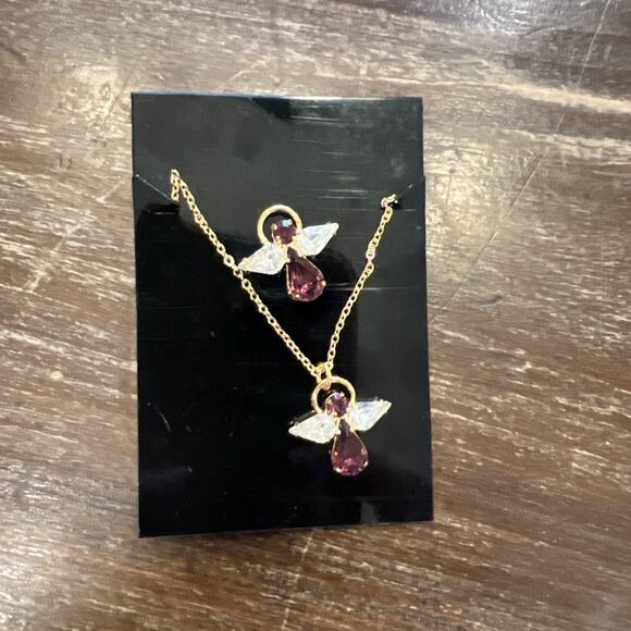 Unbranded Jewelry - Amethyst Color Fashion Angel Pin And 18-inch Necklace, Guardian Angel